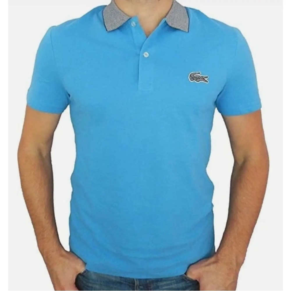 Lacoste Men's Regular Fit Textured Cotton Piqué Polo Shirt Blue Size XL